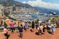 Monaco, France Ã¢â¬â July 24, 2017: Tourist people taking photo near picturesque view of marina in luxury Monaco.